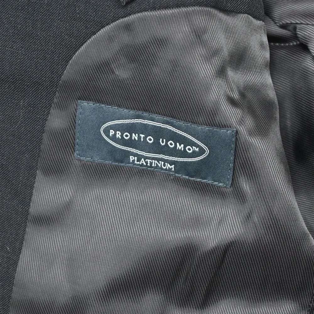 Pronto Uomo 40R 36x32 Charcoal Gray 100% Wool Mens Jacket Pants Suit